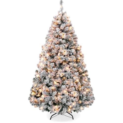 Best Choice Products 7.5ft Snow Flocked Pine
