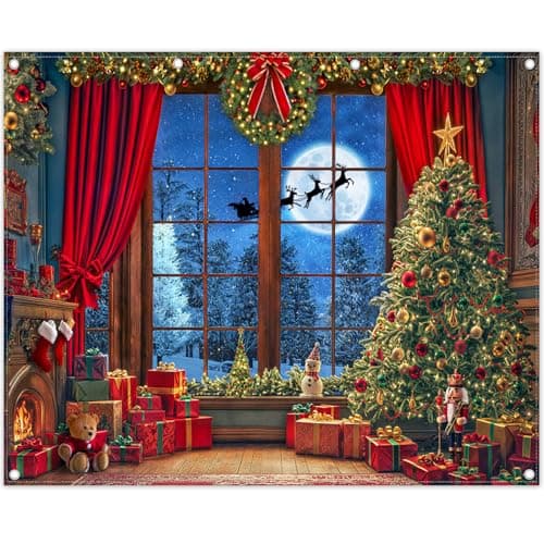 ZTHMOE 10x8ft Christmas Window Backdrop